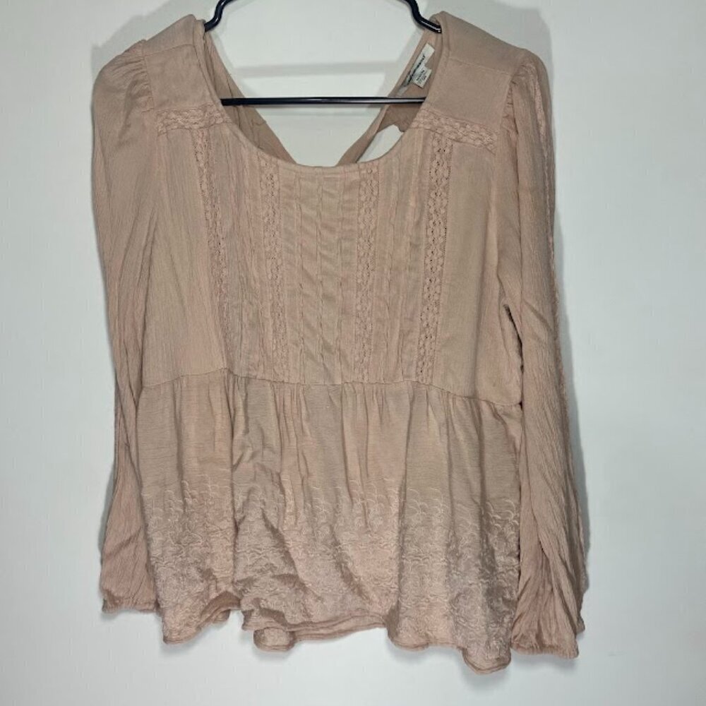 American Eagle Open Tie Back Long Sleeve Blouse